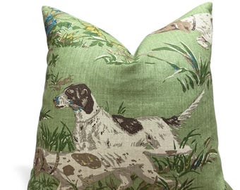 Schumacher Pointers Meadow Pillow Cover| Hunting Dog & Quail Design