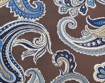 Brown and blue paisley Pillow cover