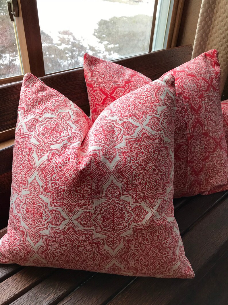 Red and White Indoor Outdoor Pillow Cover Lumbar Pillow Etsy