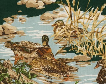 Schumacher Dog and Duck Pillow Cover: Green Hunting Scene, Linen