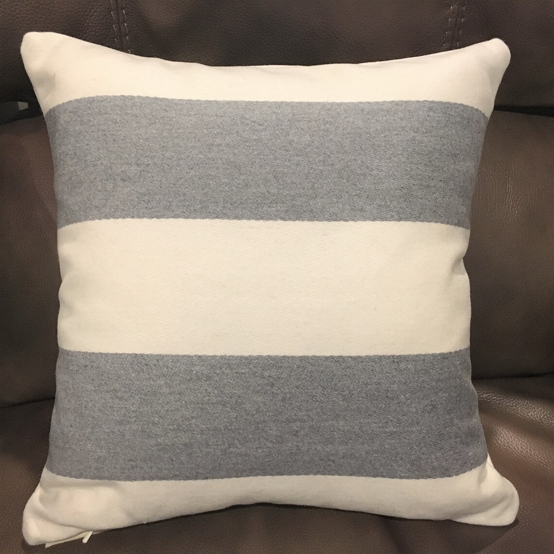 16 x 16 Gray and Cream Pillow Cover Striped Pillow Etsy