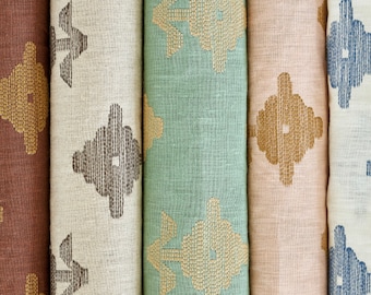 Five color ways Schumacher Rubia Embroidery Print Fabric by the yard