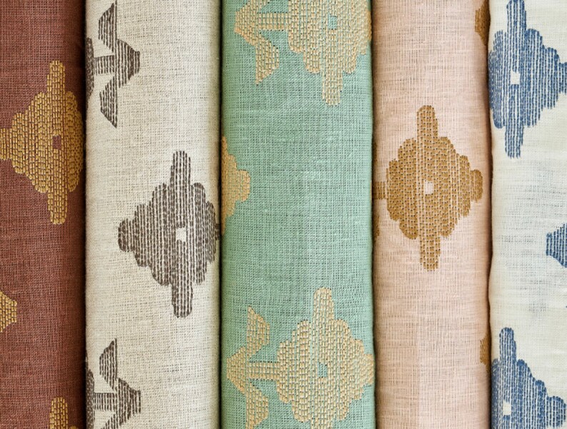 Five Color Ways Schumacher Rubia Embroidery Print Fabric by the Yard - Etsy