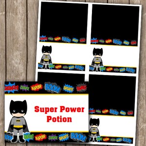 Batboy Superhero Food Tent Place Cards INSTANT DOWNLOAD Editable