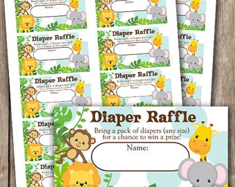Safari Animals Brown and Blue Diaper Raffle NATYCHMIASTOWE POBIERANIE