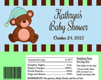 Envoltorios editables para barra de caramelos de Baby Shower con osito de peluche DESCARGA INSTANTÁNEA