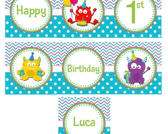 EDITABLE Little Monster Cumpleaños o Baby Shower Square Banner Archivo Digital Descarga Instantánea