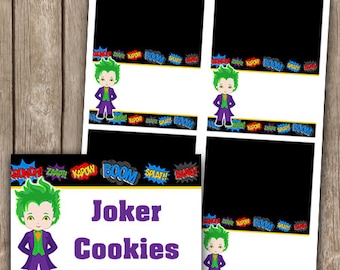 Joker Villian Superhero Food Tent Place Tarjetas DESCARGA INSTANTE Editable