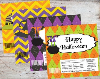 Envoltorios de dulces de Halloween, envoltorios de barra de dulces de bruja de Halloween, envoltorios de barra de dulces editables de Halloween, favores de Halloween, DESCARGA INSTANTÁNEA