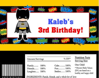 Batboy superhéroe Candy Bar Wrappers DESCARGA INSTANTE Editable