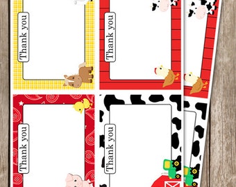 Animales de granja Pizarra Tarjetas de agradecimiento Plana DESCARGA INSTANTÁNEA