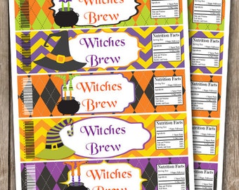 Envoltorios editables para botellas de agua de fiesta de Halloween Descarga instantánea