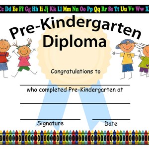 Diplomas de Graduación de Pre-Kindergarten, Diploma de Graduación en Blanco, Diploma de Pre-K, Diploma de PreKindergarten, Diploma de Graduación, DESCARGA INSTANTÁNEA