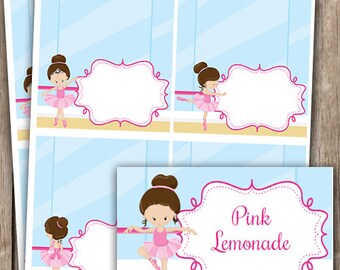 Tarjetas de lugar de tienda de comida de baile de ballet EDITABLES DESCARGA INSTANTÁNEA