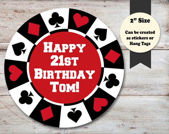 Personalized Poker Stickers Poker Favor Tags Poker Cupcake Etsy