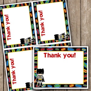 Batboy Superhero Thank you Cards Flat INSTANT DOWNLOAD
