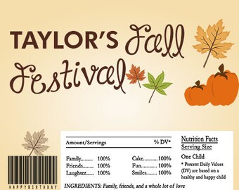 Hojas de otoño editables Calabazas Candy Bar Party Favor Wrappers DESCARGA INSTANTÁNEA