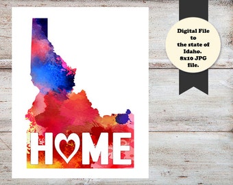 Imagen amor Idaho, Idaho, cuadro acuarela foto, Idaho, Idaho acuarela arte, Idaho estado arte acuarela, archivo Digital, INSTANTÁNEA DESCARGAR