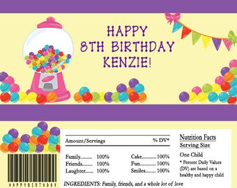 Envoltorios editables de Gumballs Candy Bar Party Favor DESCARGA INSTANTÁNEA