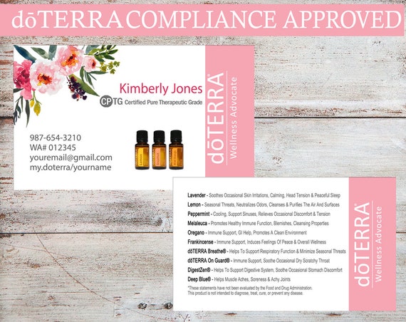 Essential Oil Business Cards doTERRA Business Cards Compliance Approved