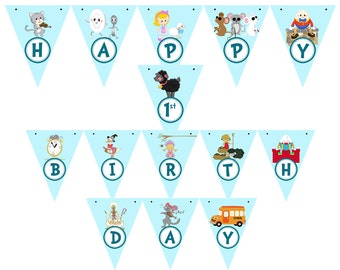 Banner EDITABLE de rima infantil, estandarte de mamá ganso, estandarte de cumpleaños de rima infantil, estandarte de baby shower de rima infantil, descarga instantánea