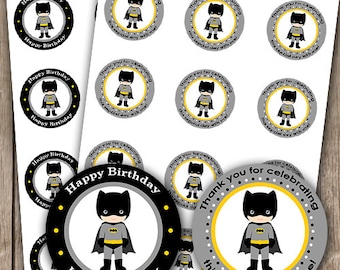 Etiquetas de pegatinas de superhéroes de Batboy o selecciones de cupcakes DESCARGA INSTANTE