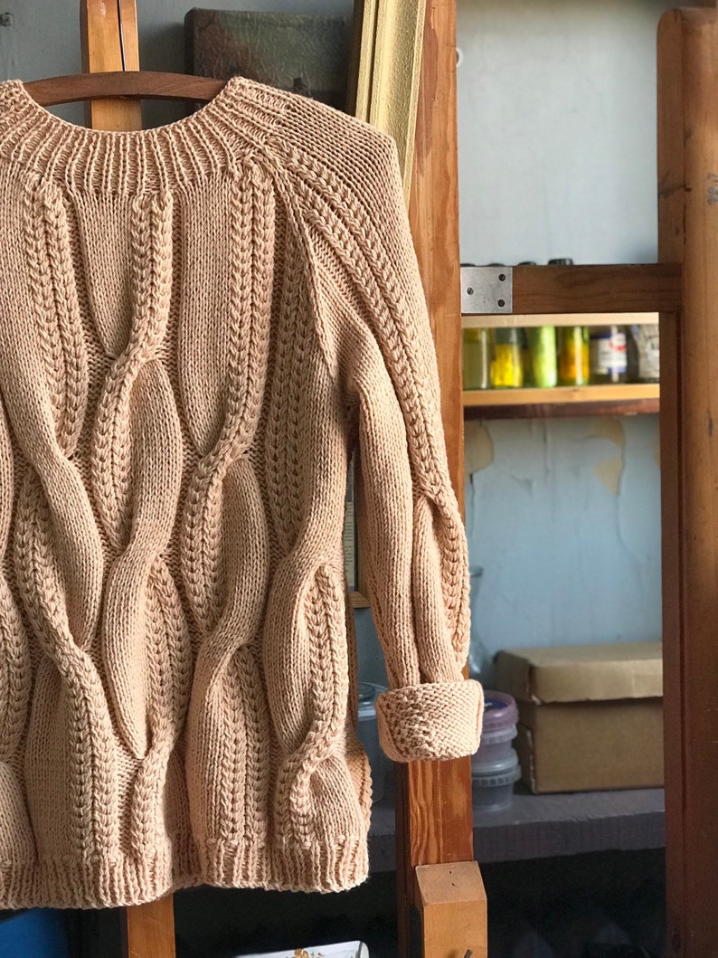 Beige oversized jumper for women a universal option for the winter Merino