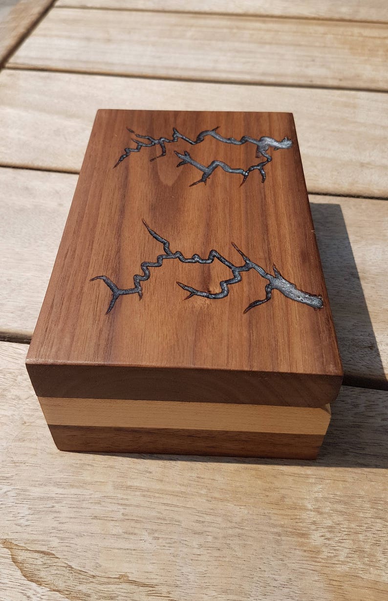 Keepsake Box With Carved Lightning Wooden Keepsake Box Etsy
