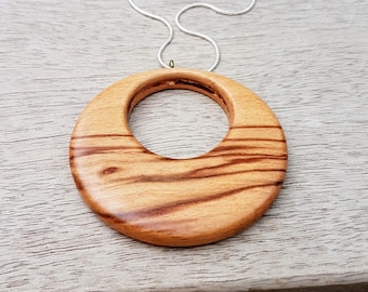 Swamp Beech Wood Pendant Necklace: Sterling Silver Boho Jewelry