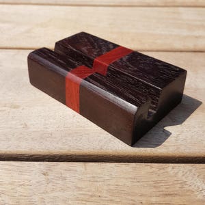 Wood Business card holder ,wood card holder boss gift, office desk accessories ,black and red gift idea for him, wooden