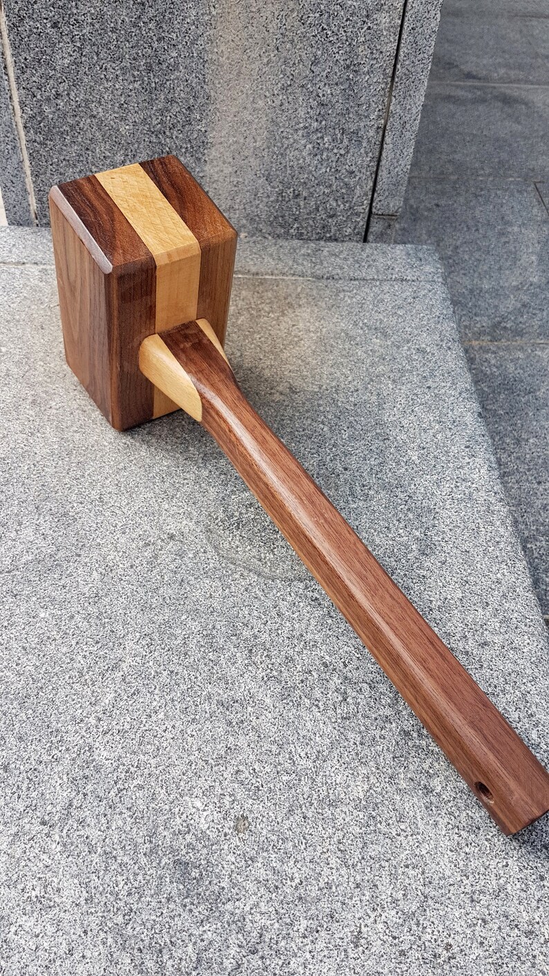 Wooden Mallet with large handle Walnut and beech wood mallet Etsy