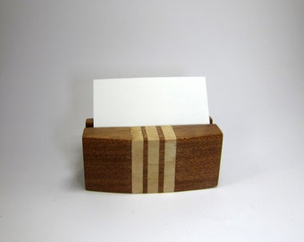 Business card holder, recycled wood card stand, office desk accessories, office organizer, gift idea for him, office decor