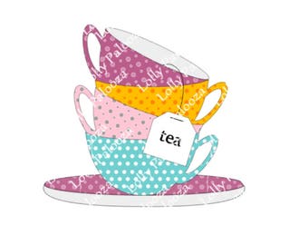 Teacups DIGITAL File.  Instant Download. No Physical Items Shipped.  PNG & SVG Files