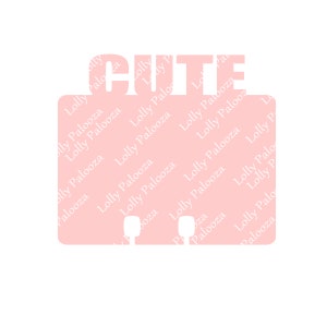 Puede incluir: Un fondo rosa con la palabra "CUTE" en letras blancas. El fondo est&aacute; cubierto con un patr&oacute;n repetido de las palabras "Lolly Palooza" en blanco.
