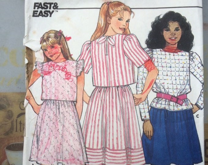 Girl's tops and skirts Butterick sewing pattern