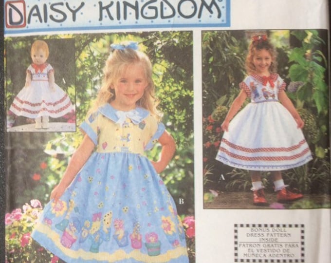 Daisy Kingdom girl's dress and doll dress Simplicity sewing pattern