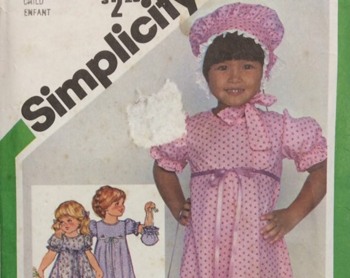 Girl's long dress and bonnet Simplicity sewing pattern