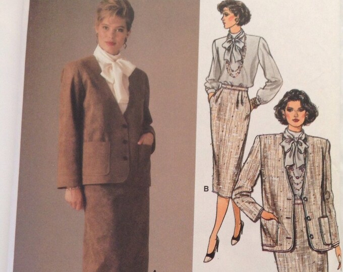 Vogue suit sewing pattern, jacket, blouse, skirt