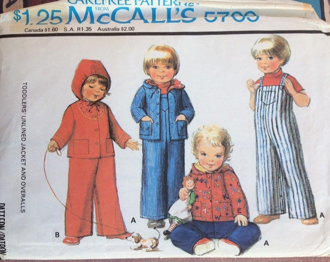 Toddlers overalls and unlined jacket McCall's sewing pattern