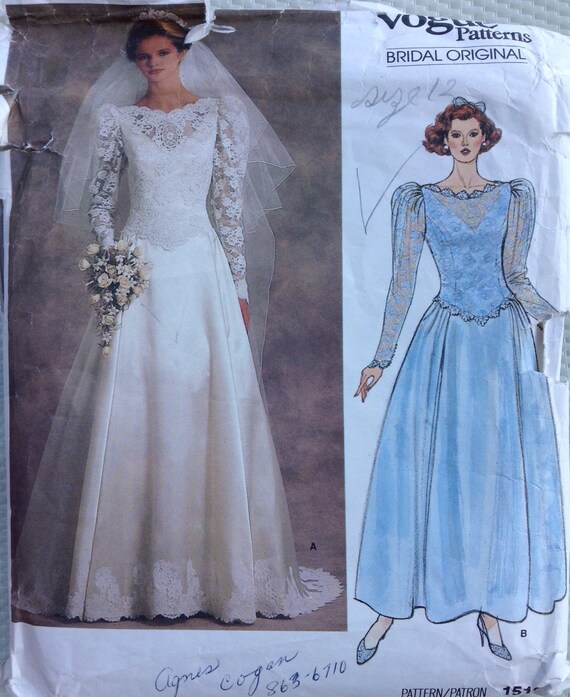 Misses And Misses Petite Bridal Gown Vogue Pattern Etsy