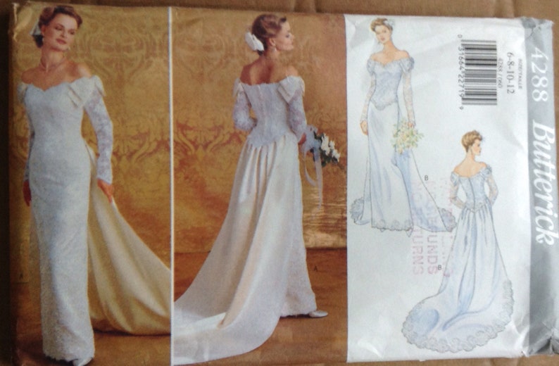Wedding Dress With Train Butterick Sewing Pattern Etsy