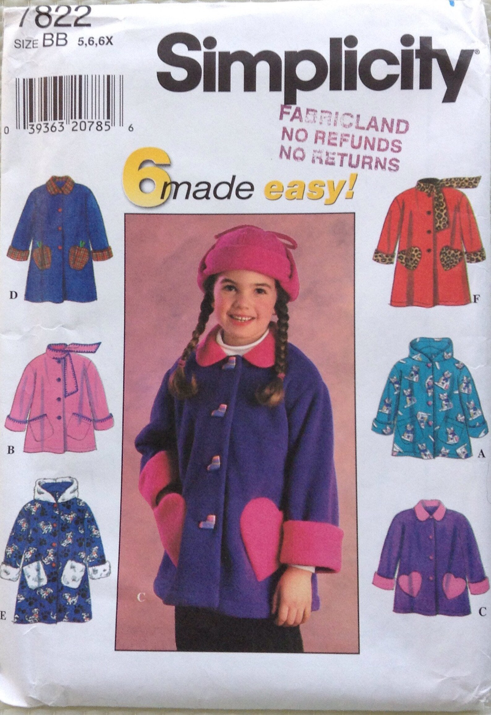 Girls jacket or coat 6 styles Simplicity pattern | Etsy