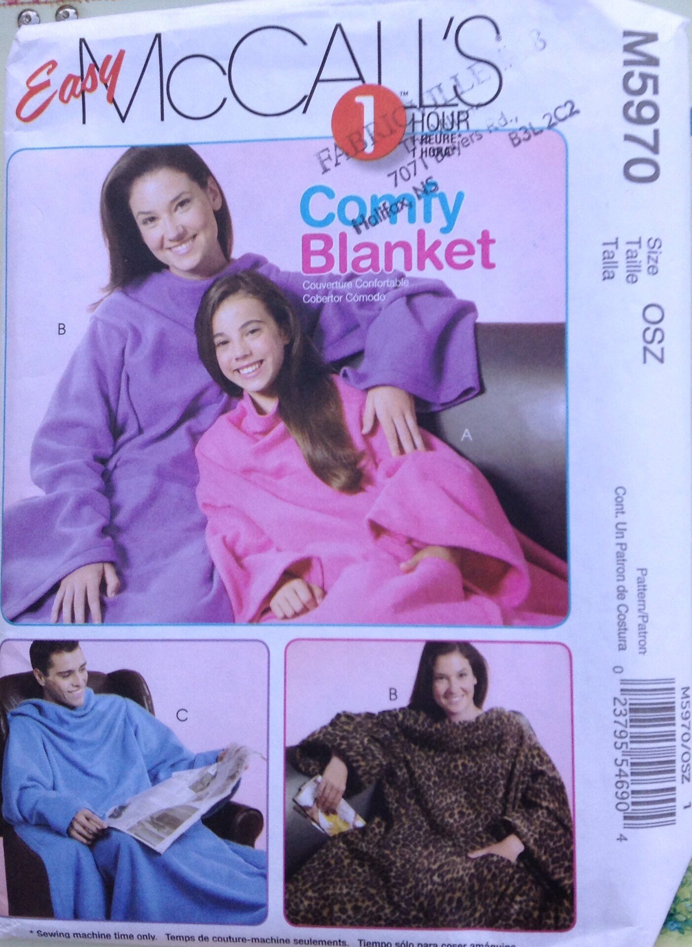 Comfy wearable blanket McCalls sewing pattern