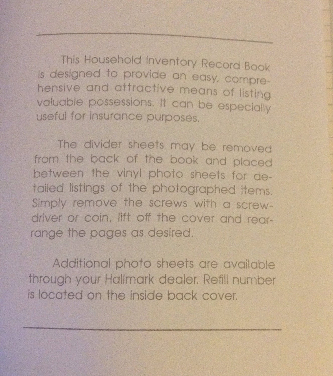 Hallmark Home Inventory record book