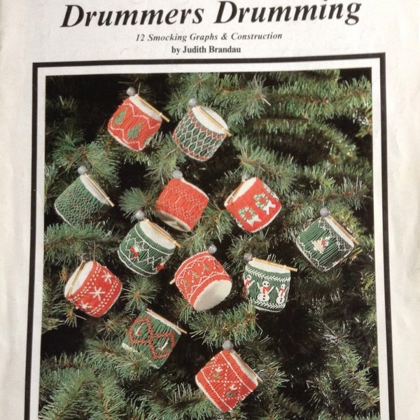 Instructions for Twelve drummers drumming christmas ornaments smocking project