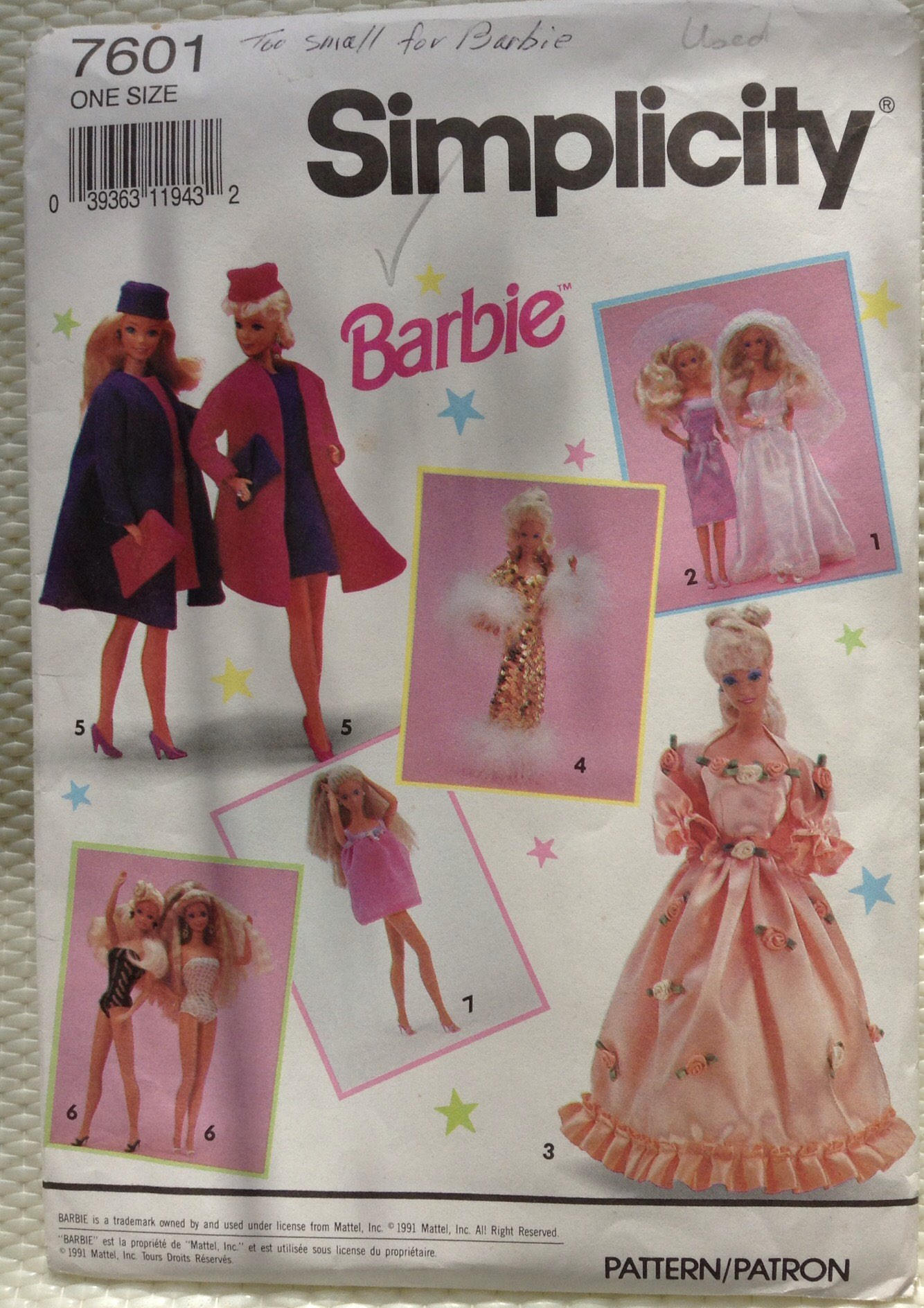 Barbie doll wardrobe Simplicity pattern