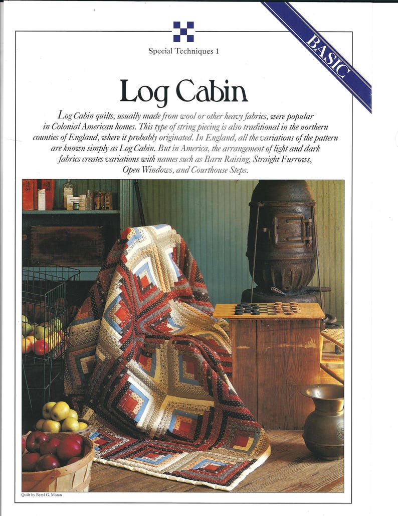 Log Cabin Quilt Pattern And Instructions Etsy