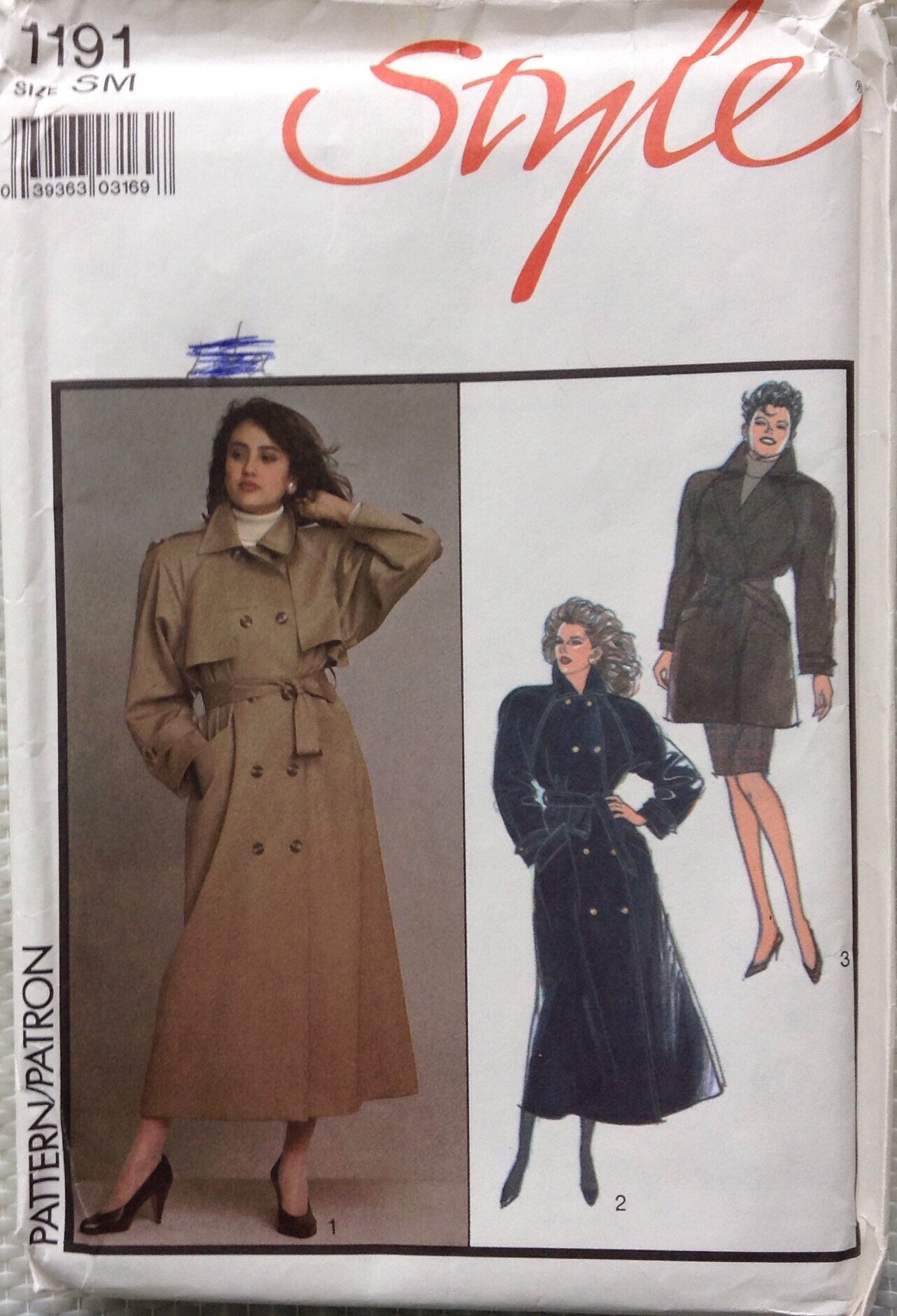 Classic trench coat women's sewing pattern