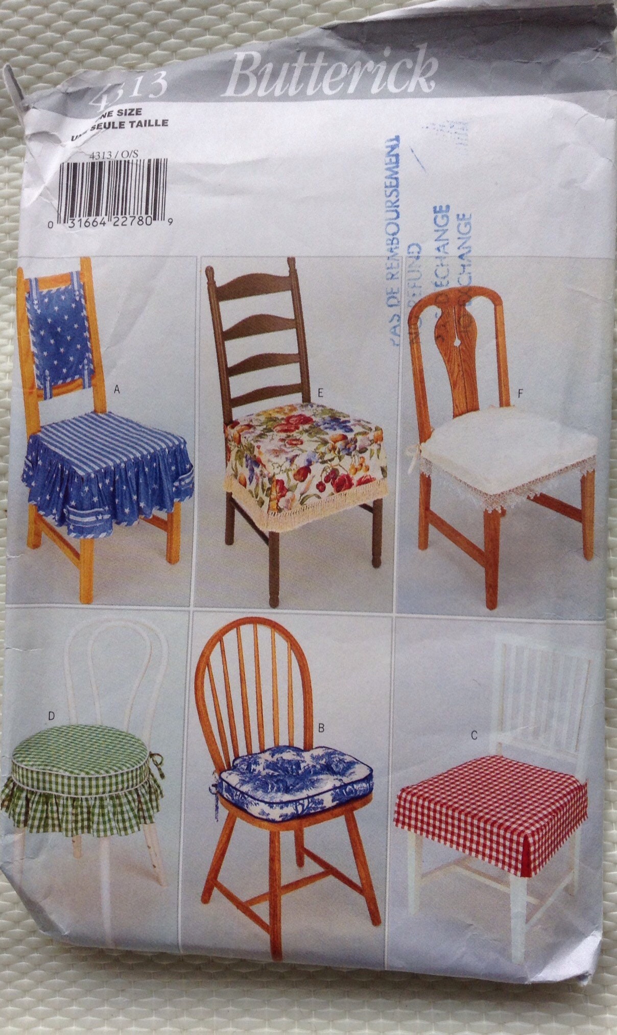 Chair covers Butterick sewing pattern