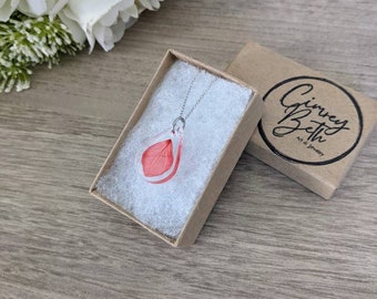 Red Petal Resin Necklace